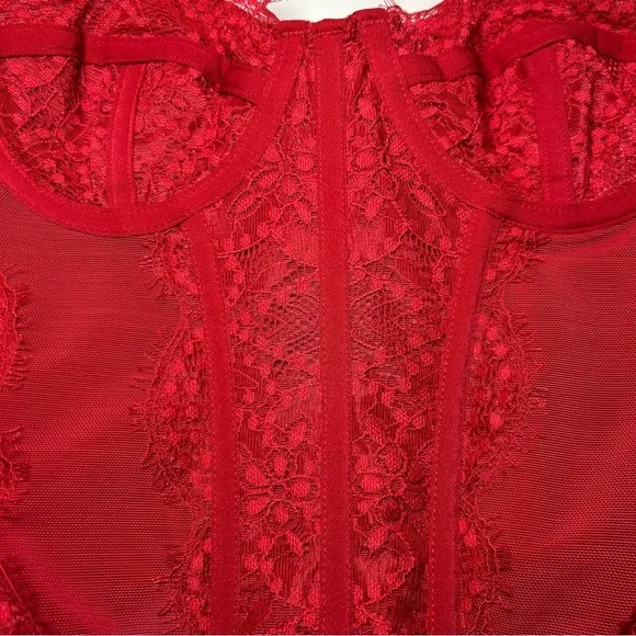 Urban Outfitters Out From Under Modern Love Corset Top Sz Small Red - Picture 9 of 9